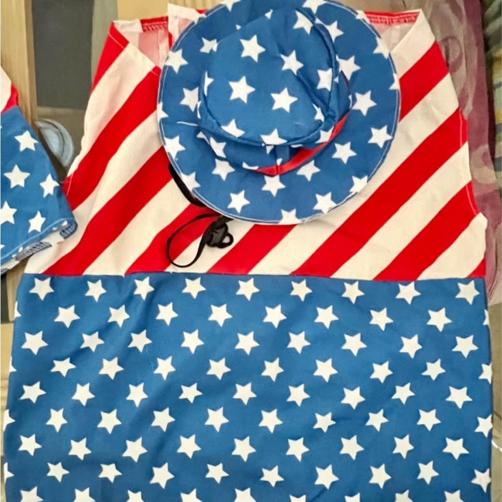 Patriotic Stars & Stripes Dog Outfit Set Large or Small (S fits Cats) - Picture 3 of 9